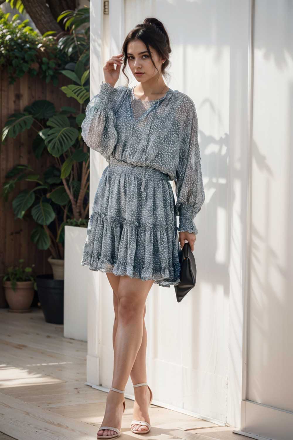 loose leopard print v neck dress drop shoulder a line closed cape paneled 132865