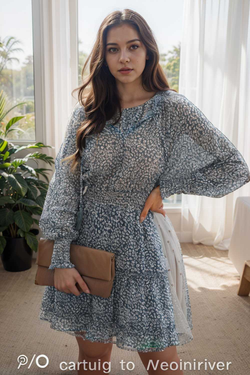 loose leopard print v neck dress drop shoulder a line closed cape paneled 131847