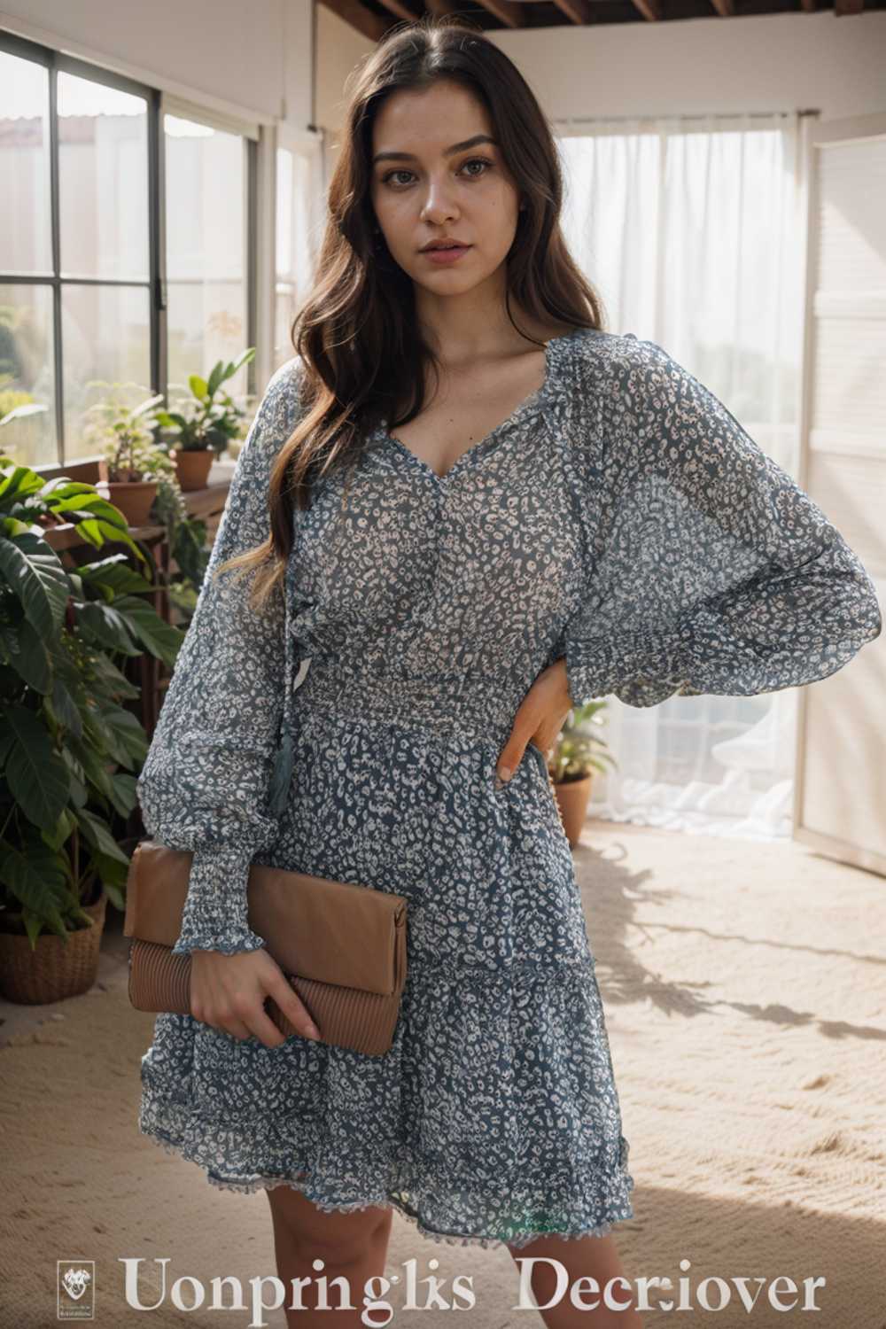 loose leopard print v neck dress drop shoulder a line closed cape paneled 115694