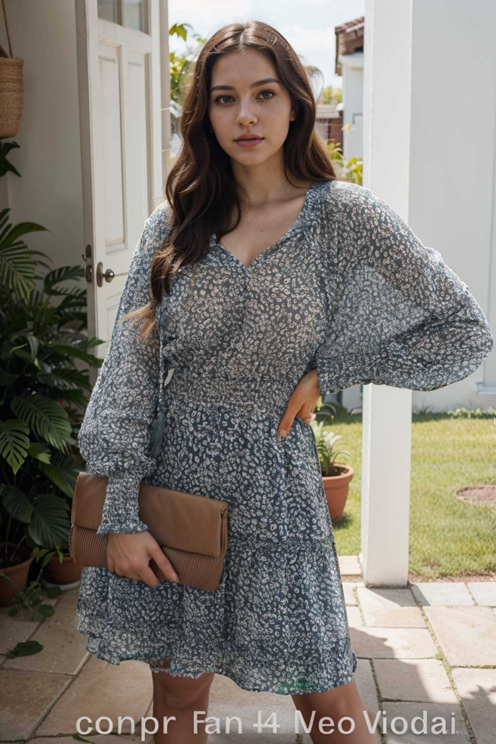 loose leopard print v neck dress drop shoulder a line closed cape paneled 130342
