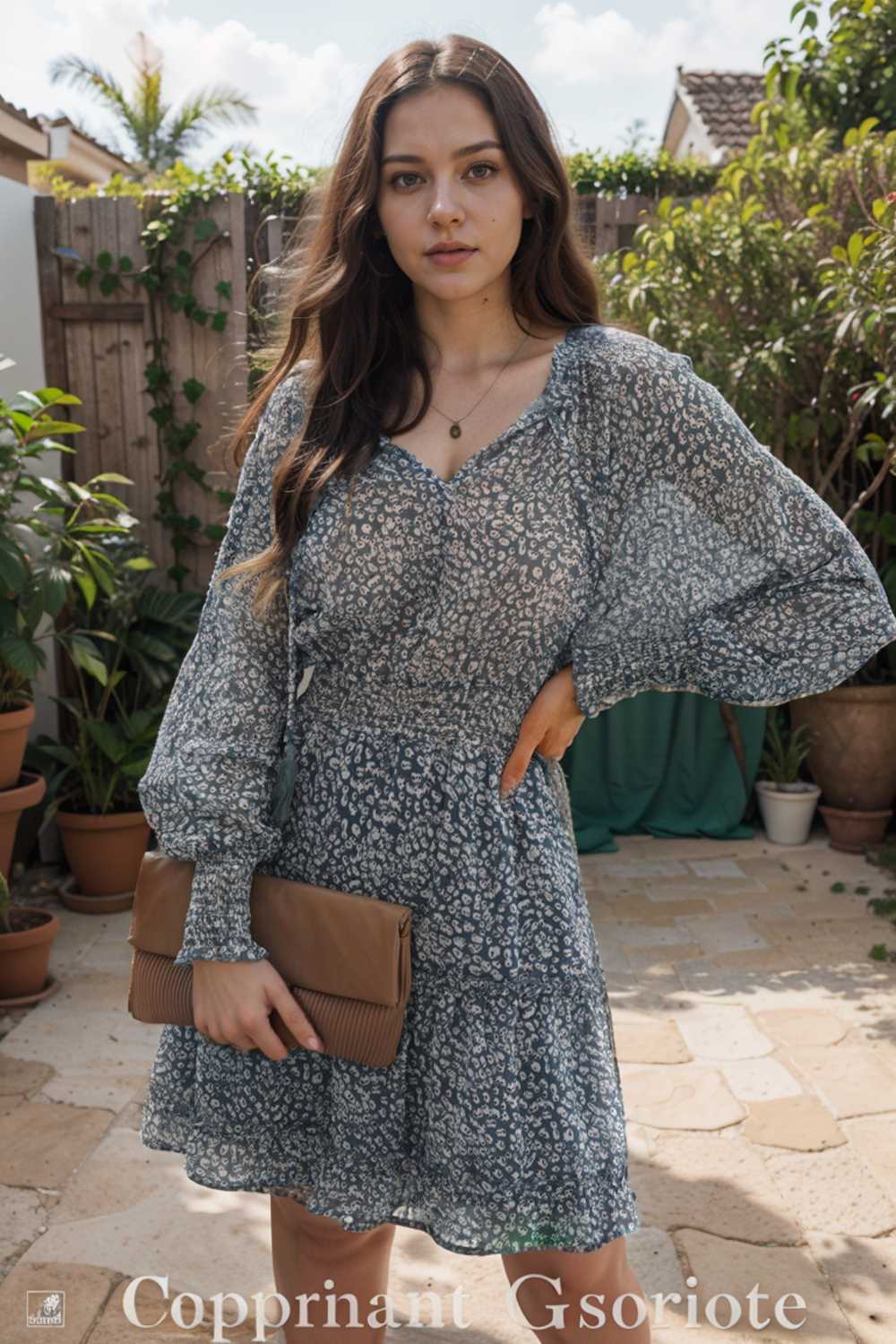 loose leopard print v neck dress drop shoulder a line closed cape paneled 130341
