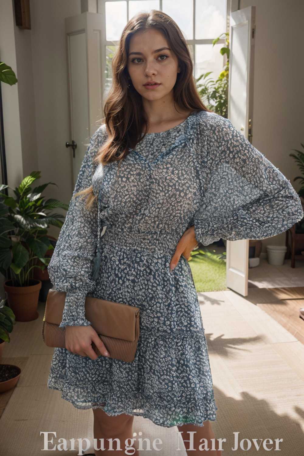 loose leopard print v neck dress drop shoulder a line closed cape paneled 111812