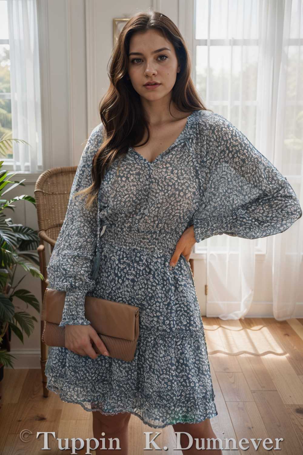 loose leopard print v neck dress drop shoulder a line closed cape paneled 130337