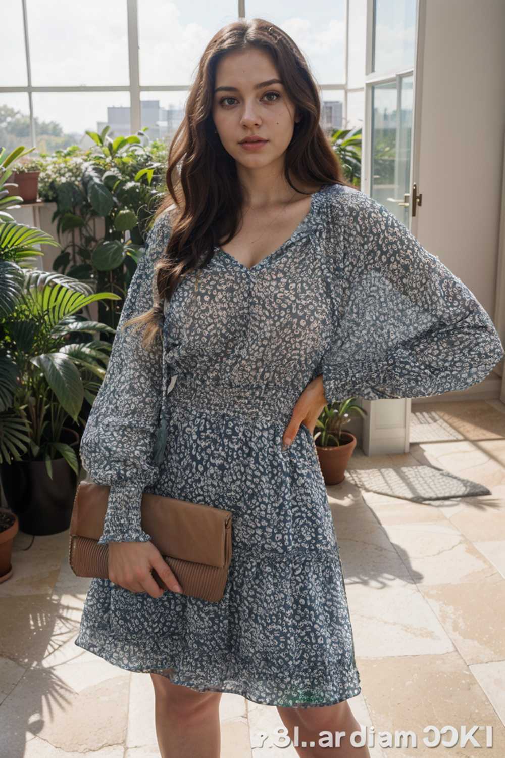 loose leopard print v neck dress drop shoulder a line closed cape paneled 115688