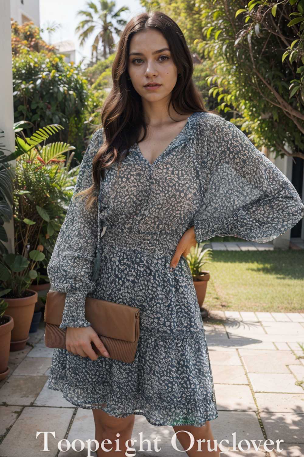loose leopard print v neck dress drop shoulder a line closed cape paneled 130334