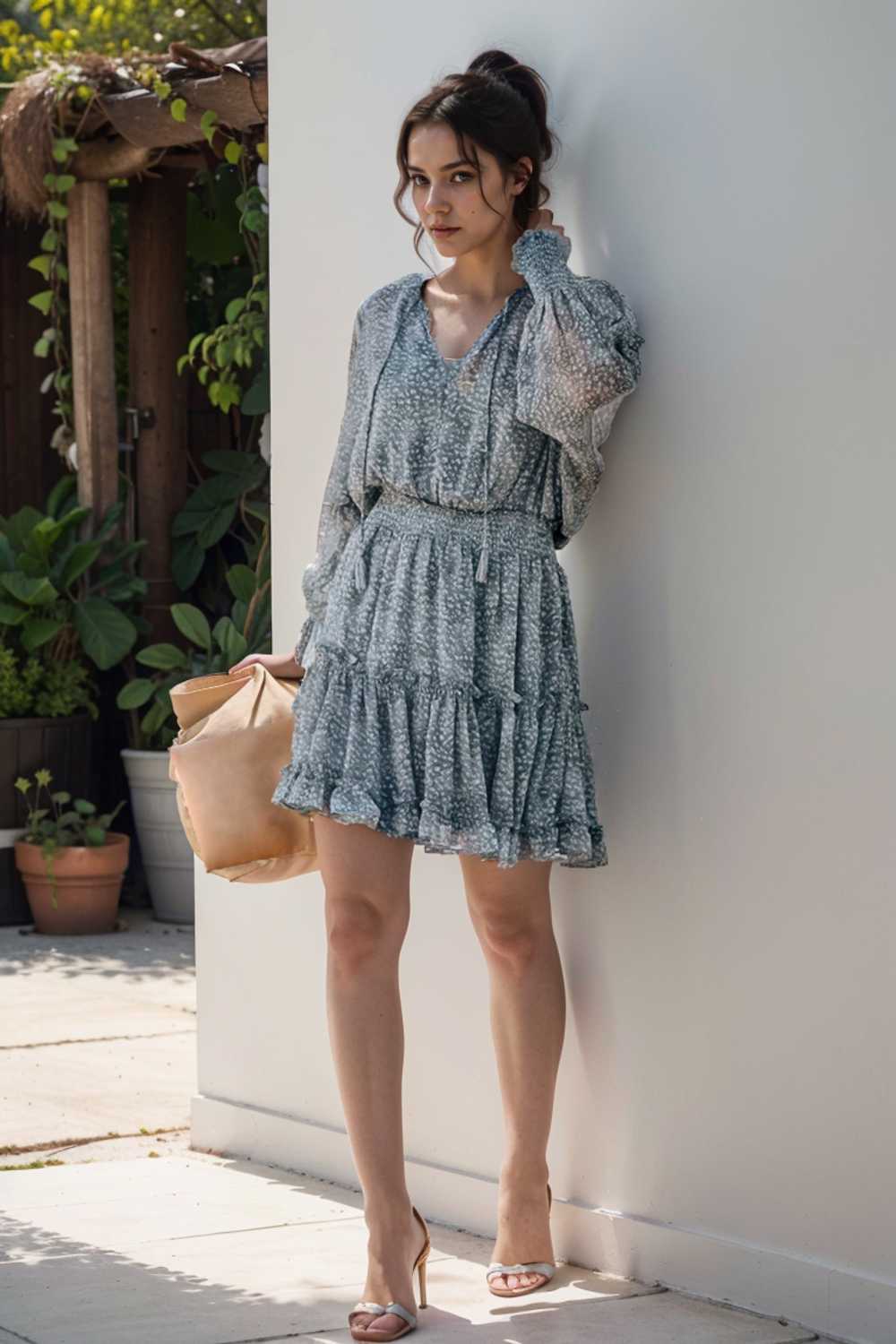 loose leopard print v neck dress drop shoulder a line closed cape paneled 131846
