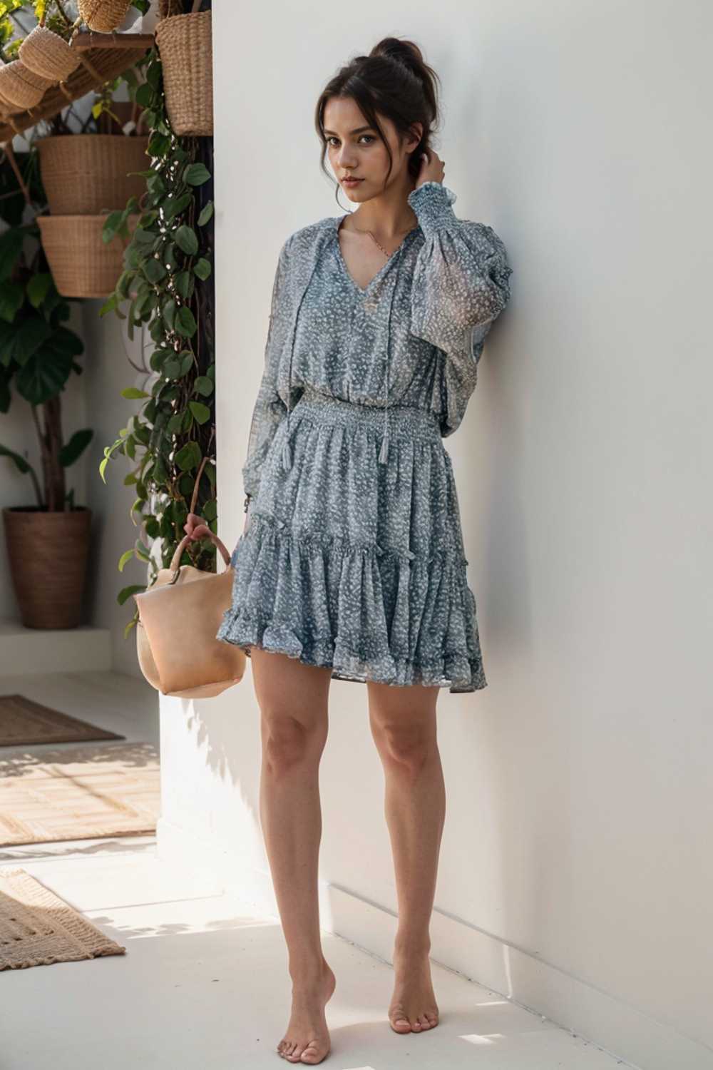 loose leopard print v neck dress drop shoulder a line closed cape paneled 130328