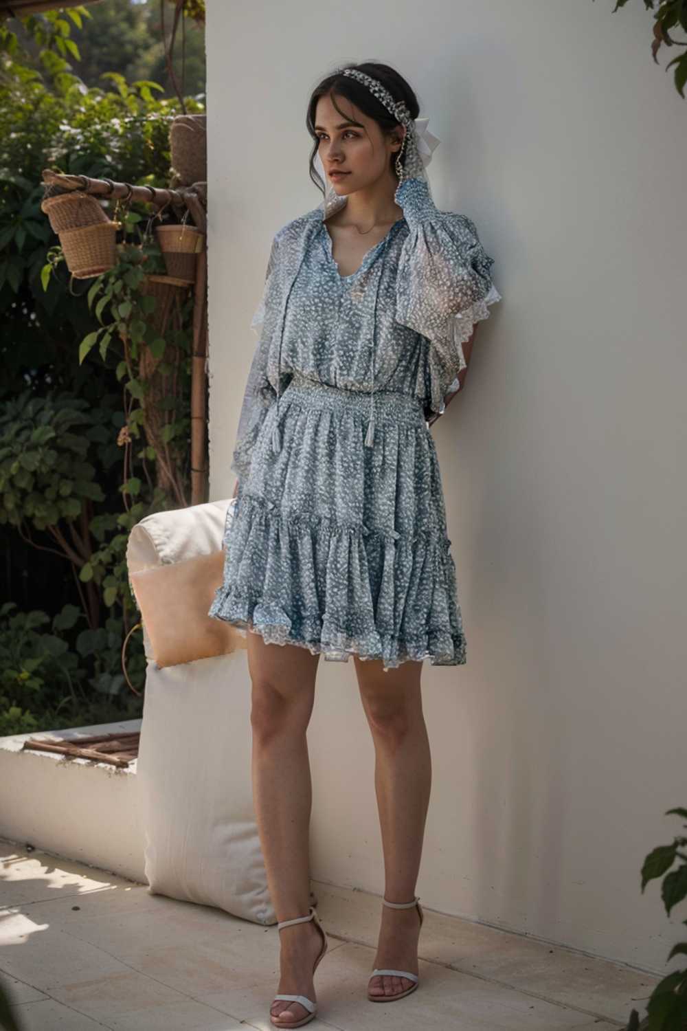 loose leopard print v neck dress drop shoulder a line closed cape paneled 138094