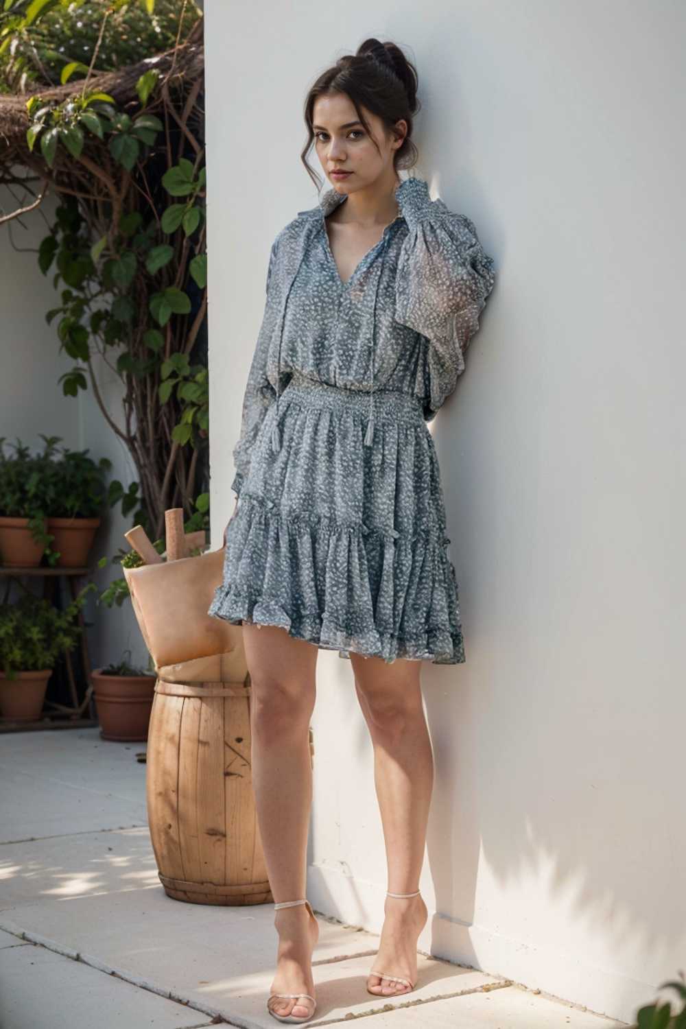 loose leopard print v neck dress drop shoulder a line closed cape paneled 109409