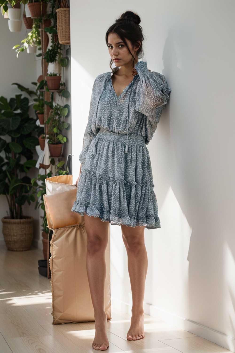 loose leopard print v neck dress drop shoulder a line closed cape paneled 130325