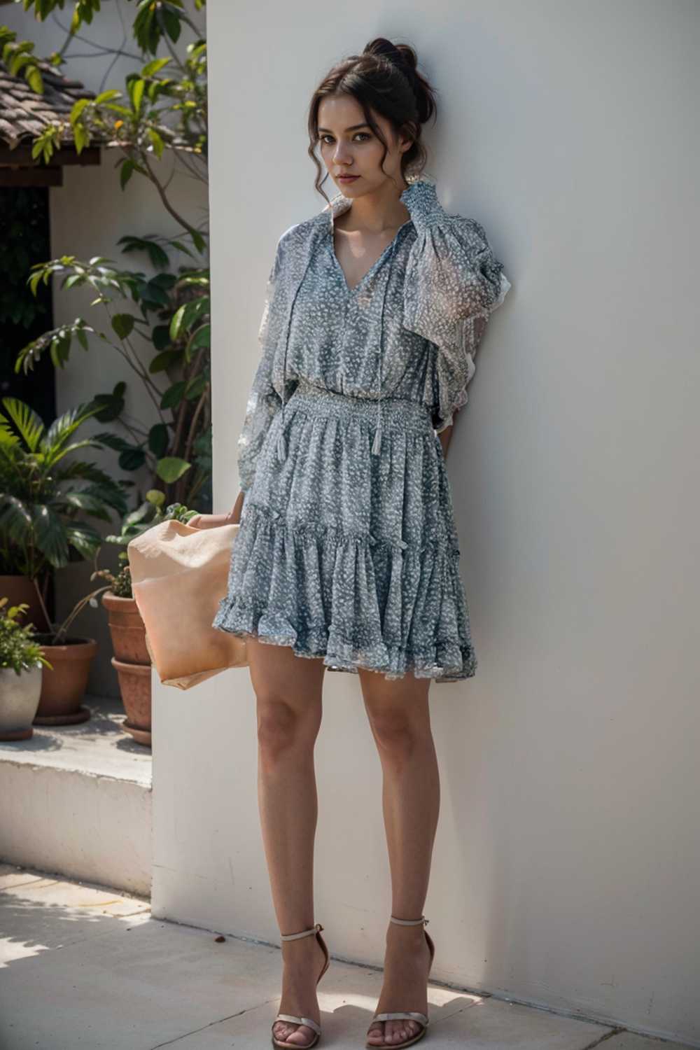 loose leopard print v neck dress drop shoulder a line closed cape paneled 130323