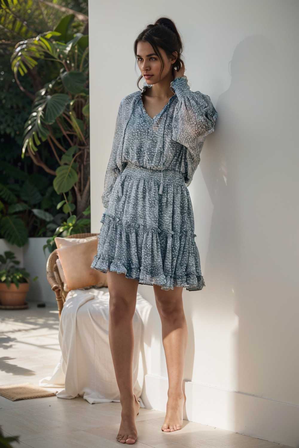 loose leopard print v neck dress drop shoulder a line closed cape paneled 109819