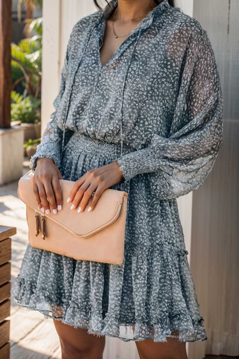 loose leopard print v neck dress drop shoulder a line closed cape paneled 135978