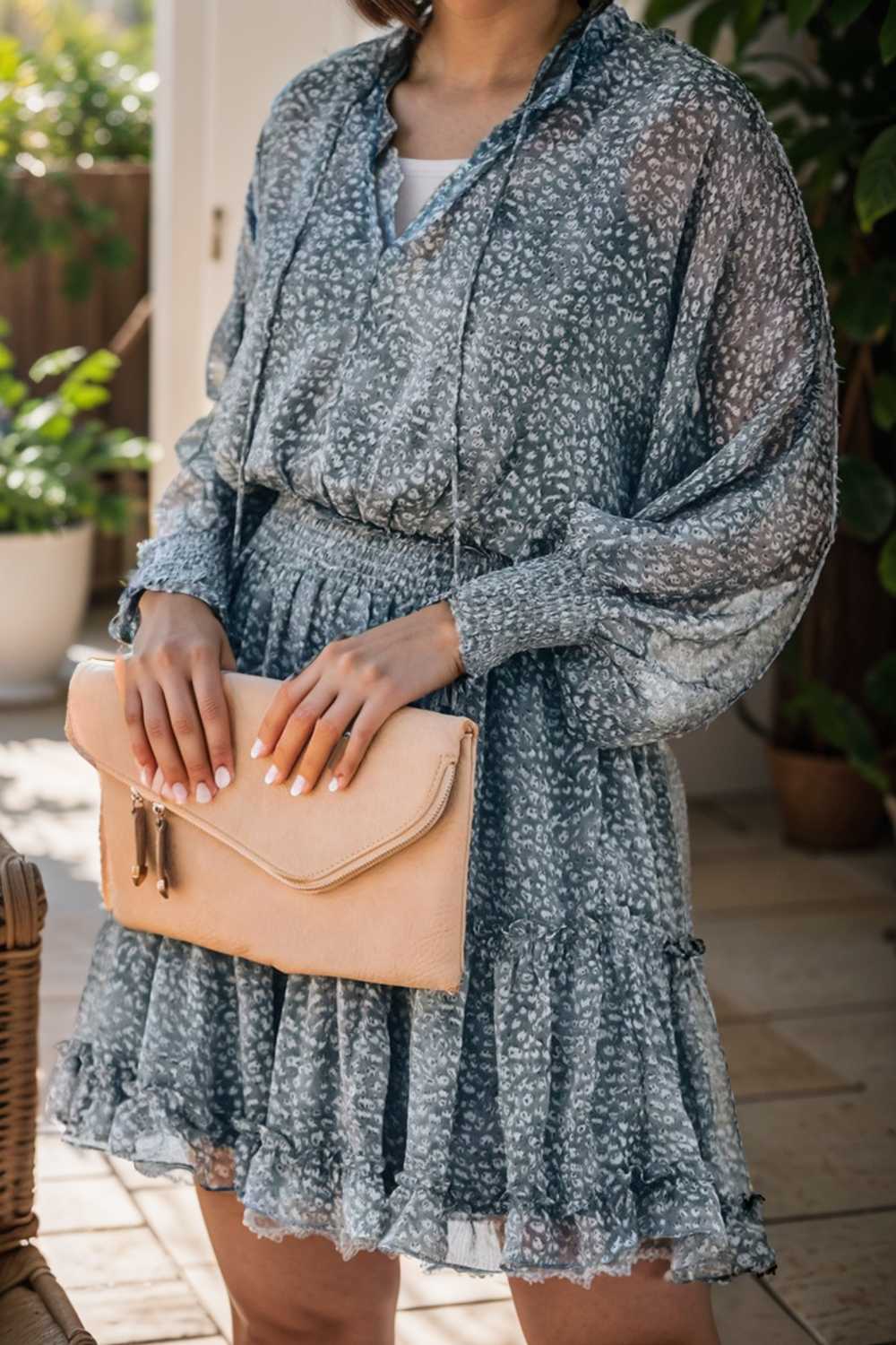 loose leopard print v neck dress drop shoulder a line closed cape paneled 110846