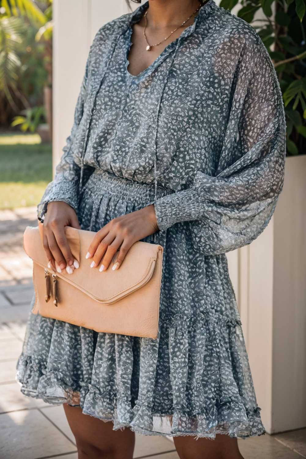 loose leopard print v neck dress drop shoulder a line closed cape paneled 125690
