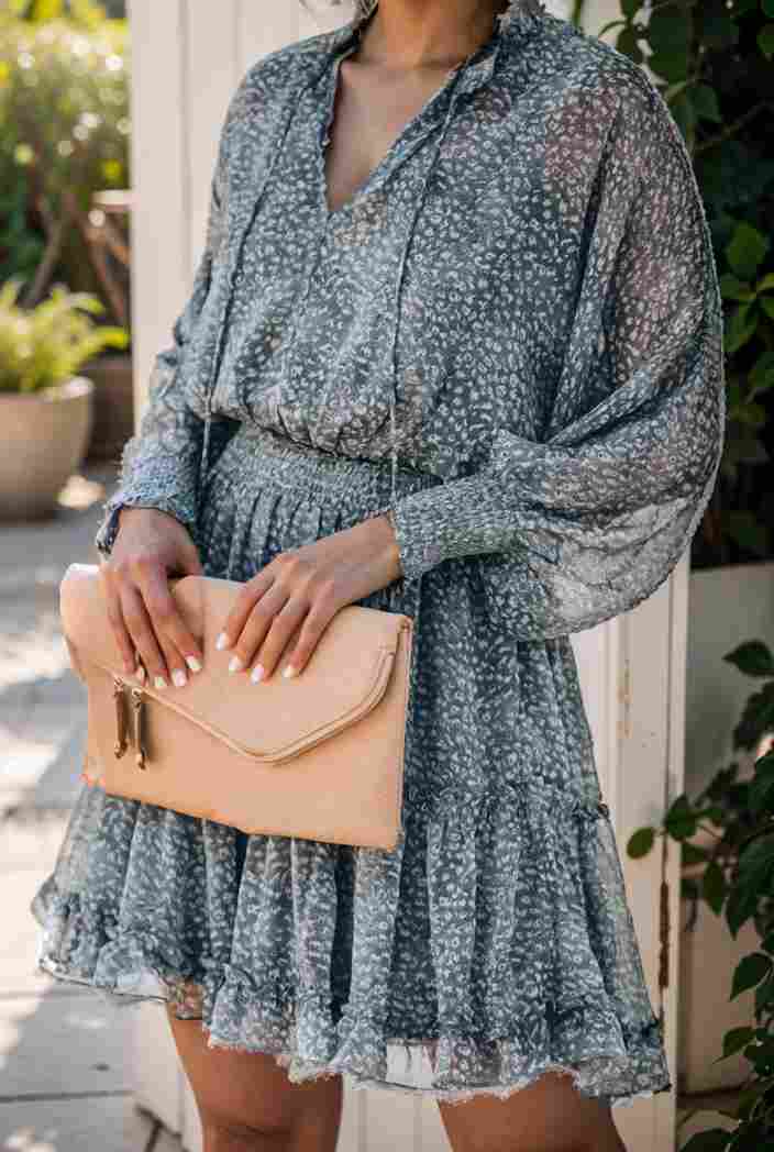 loose leopard print v neck dress drop shoulder a line closed cape paneled 131158