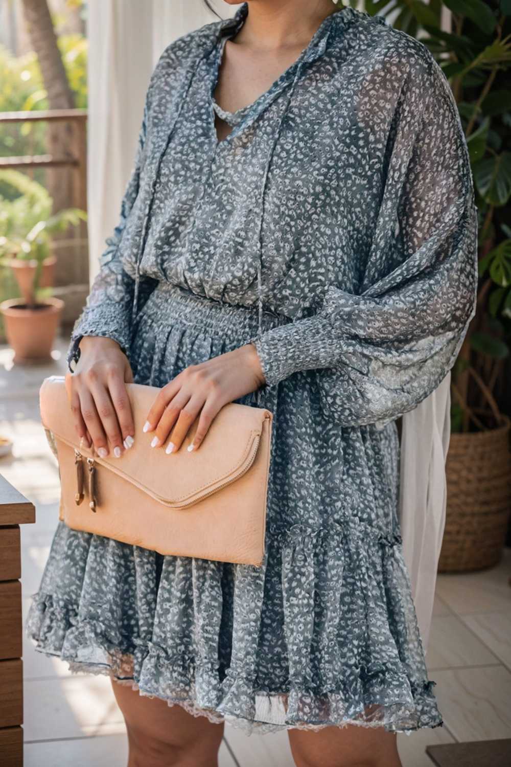 loose leopard print v neck dress drop shoulder a line closed cape paneled 108201