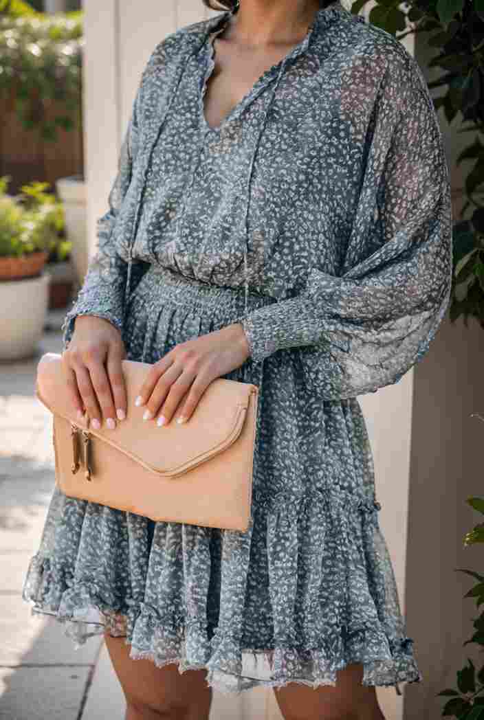loose leopard print v neck dress drop shoulder a line closed cape paneled 131157