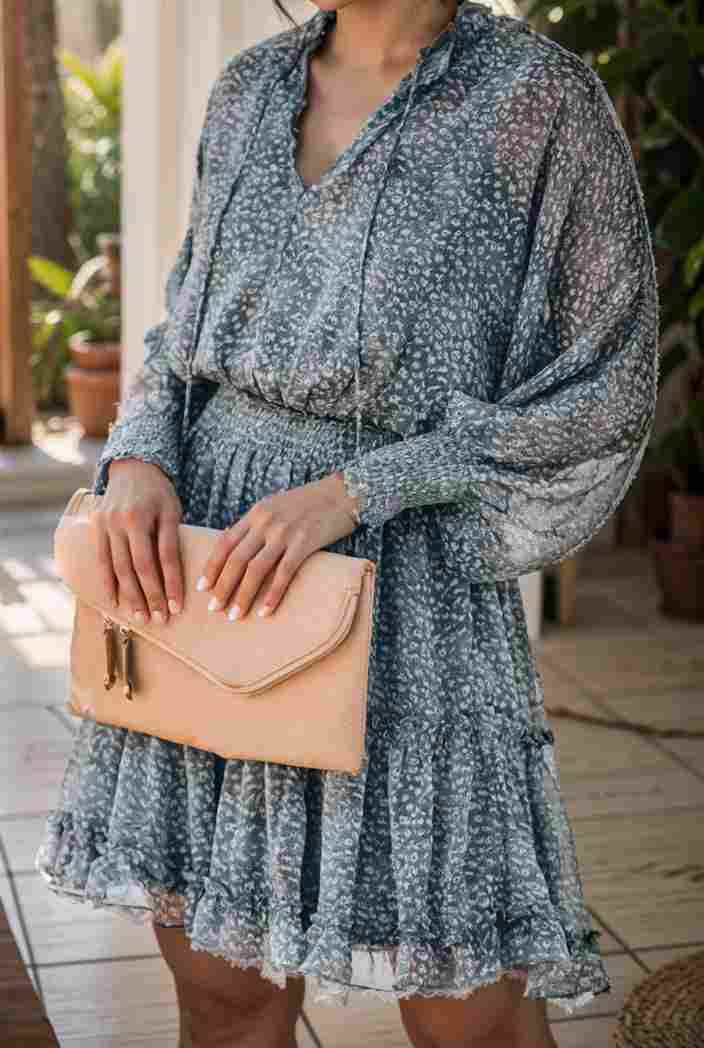 loose leopard print v neck dress drop shoulder a line closed cape paneled 132444