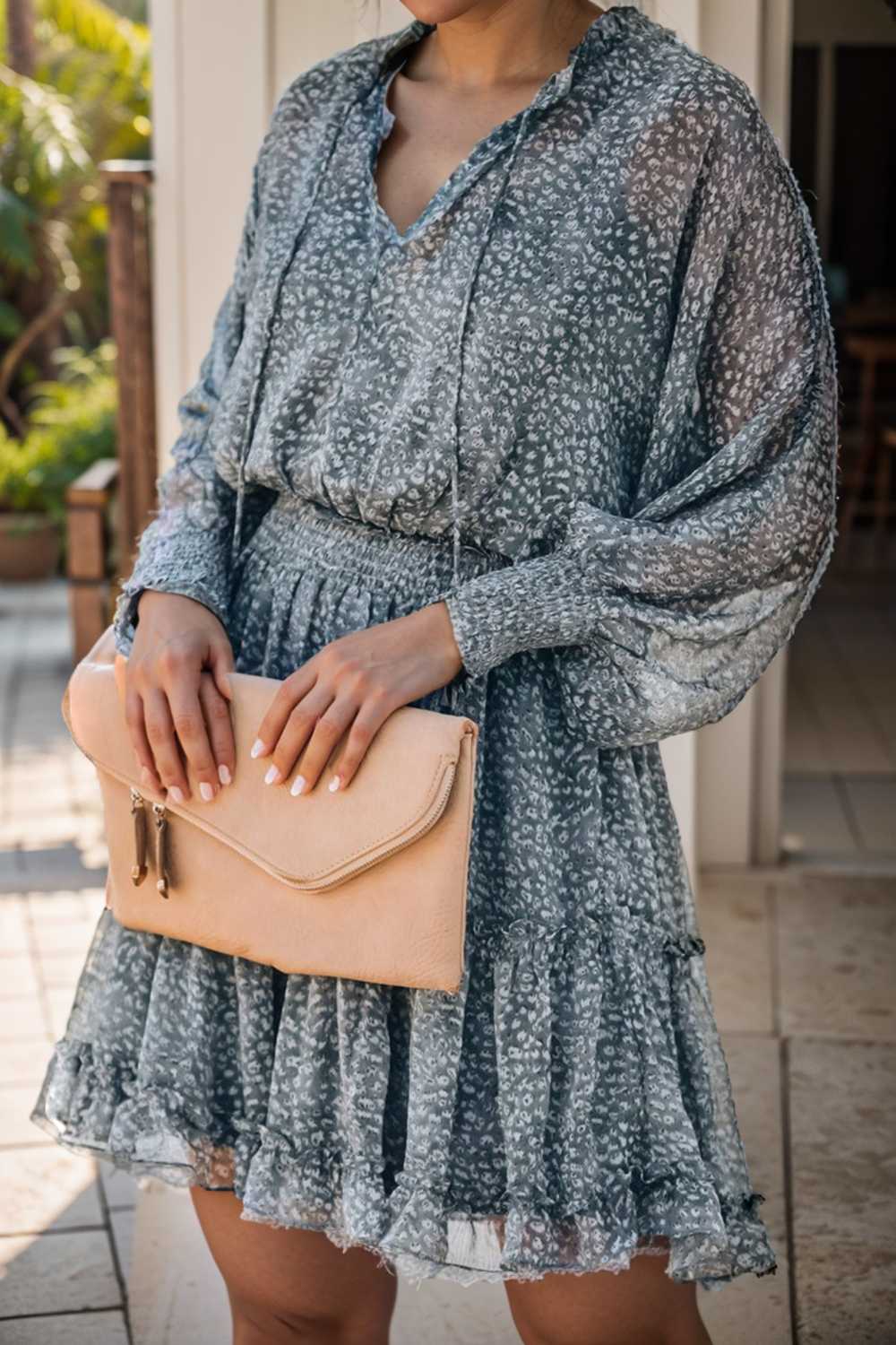 loose leopard print v neck dress drop shoulder a line closed cape paneled 116500