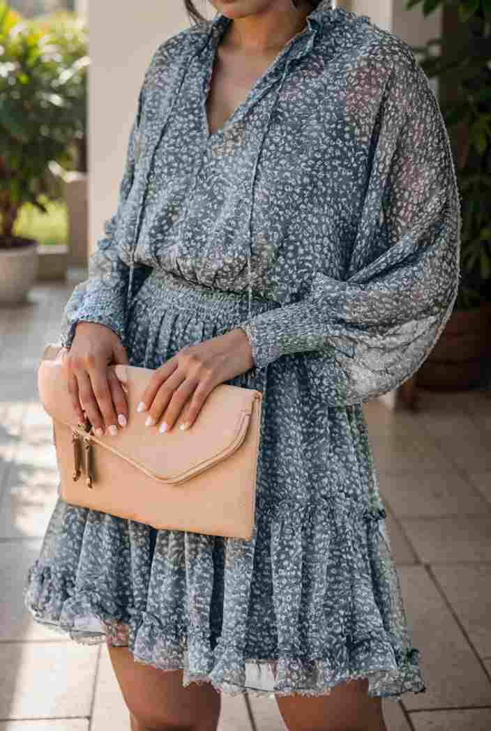 loose leopard print v neck dress drop shoulder a line closed cape paneled 130216