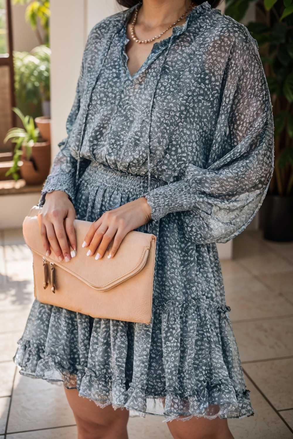 loose leopard print v neck dress drop shoulder a line closed cape paneled 138018