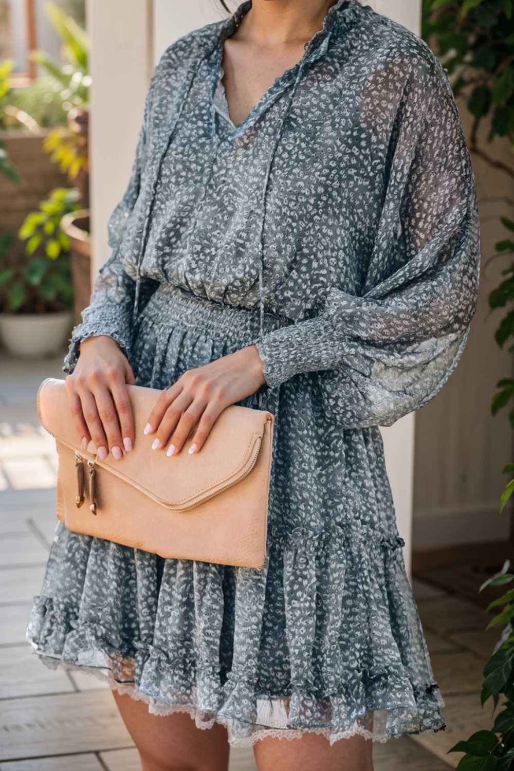 loose leopard print v neck dress drop shoulder a line closed cape paneled 130275