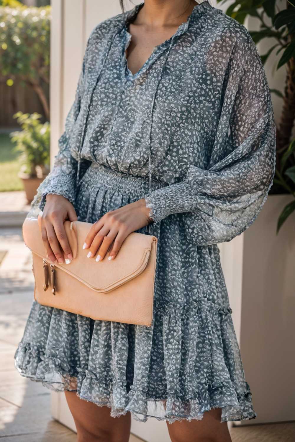 loose leopard print v neck dress drop shoulder a line closed cape paneled 136553