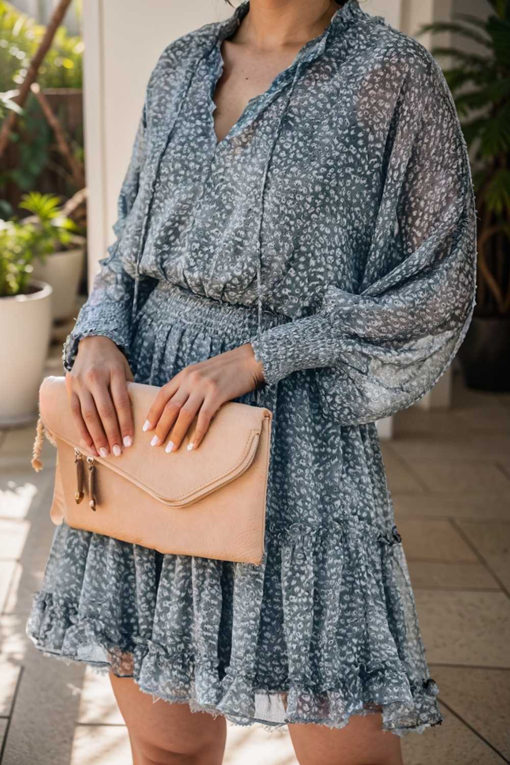 loose leopard print v neck dress drop shoulder a line closed cape paneled 125687