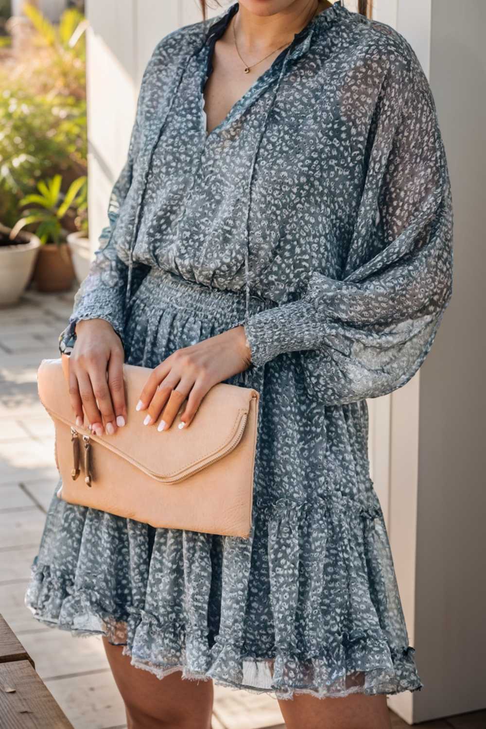 loose leopard print v neck dress drop shoulder a line closed cape paneled 125685