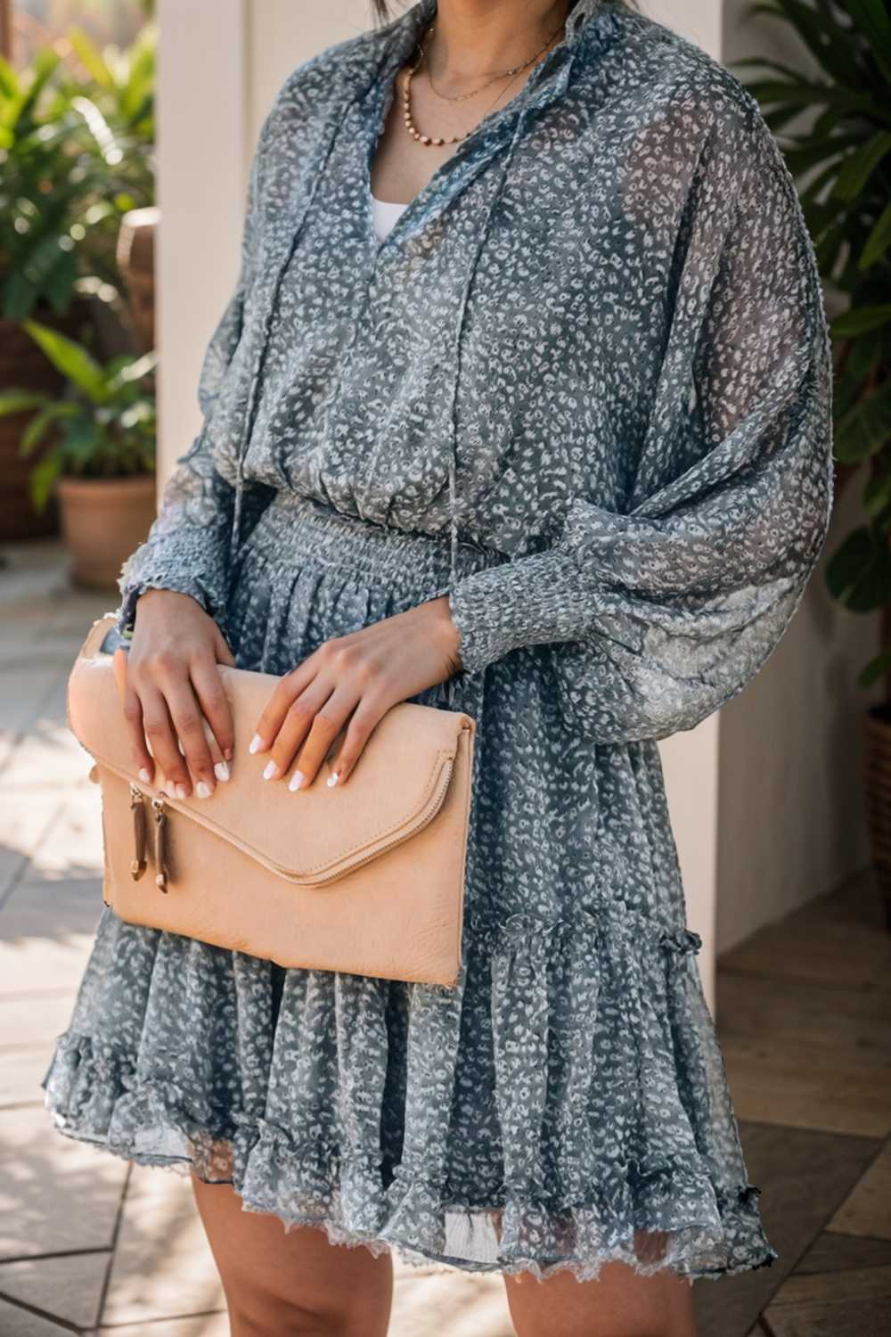loose leopard print v neck dress drop shoulder a line closed cape paneled 125680