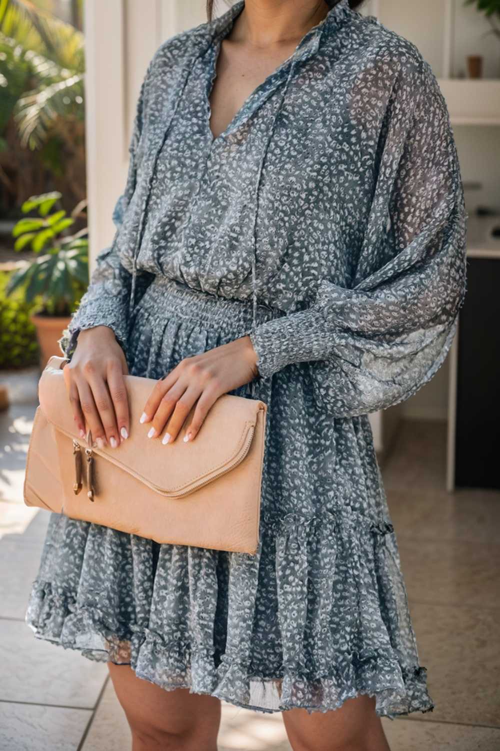 loose leopard print v neck dress drop shoulder a line closed cape paneled 125678
