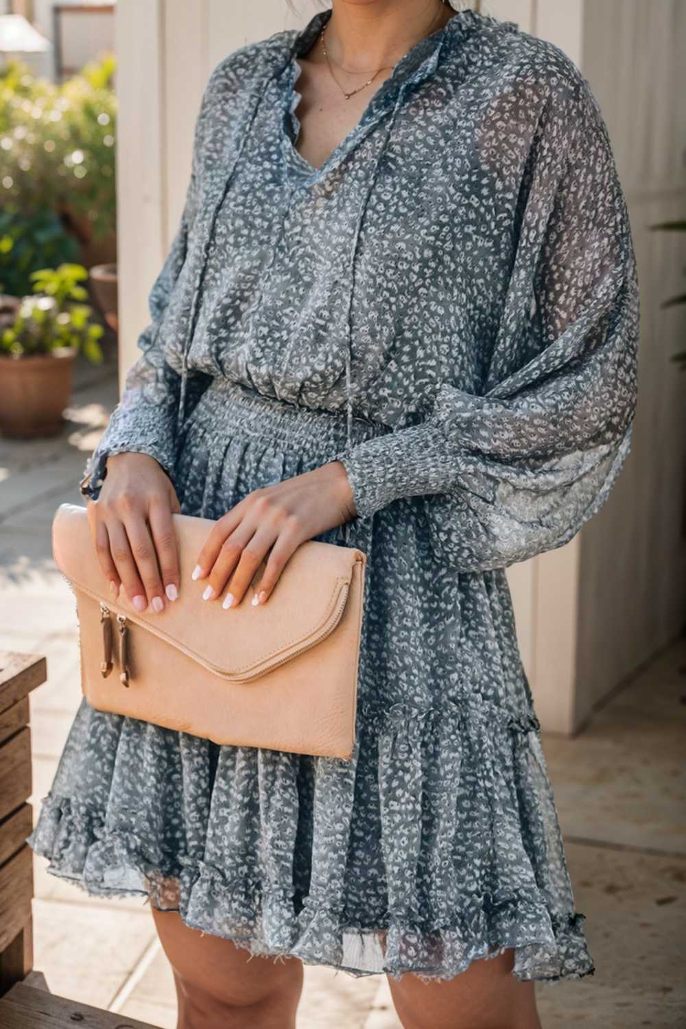 loose leopard print v neck dress drop shoulder a line closed cape paneled 105802
