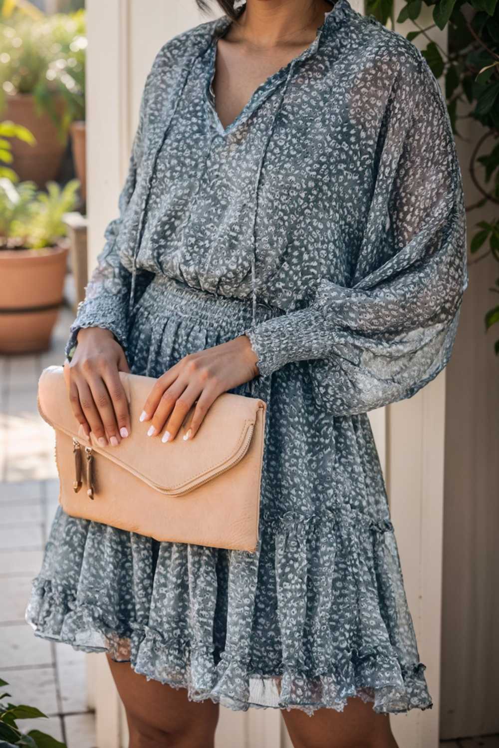loose leopard print v neck dress drop shoulder a line closed cape paneled 125674