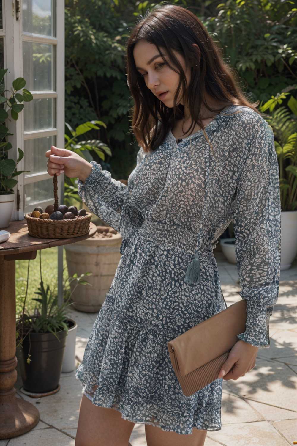 loose leopard print v neck dress drop shoulder a line closed cape paneled 125673