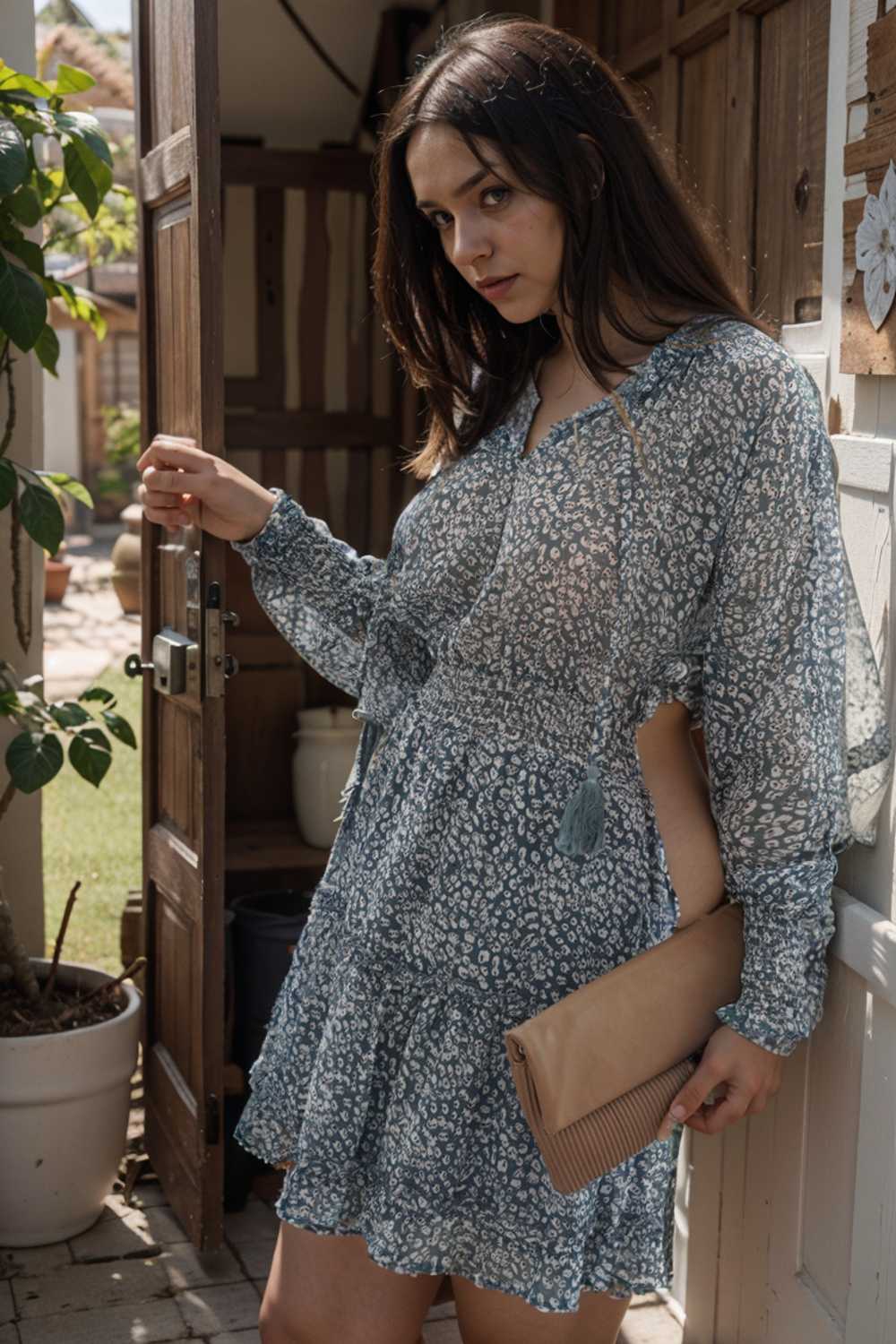 loose leopard print v neck dress drop shoulder a line closed cape paneled 130268