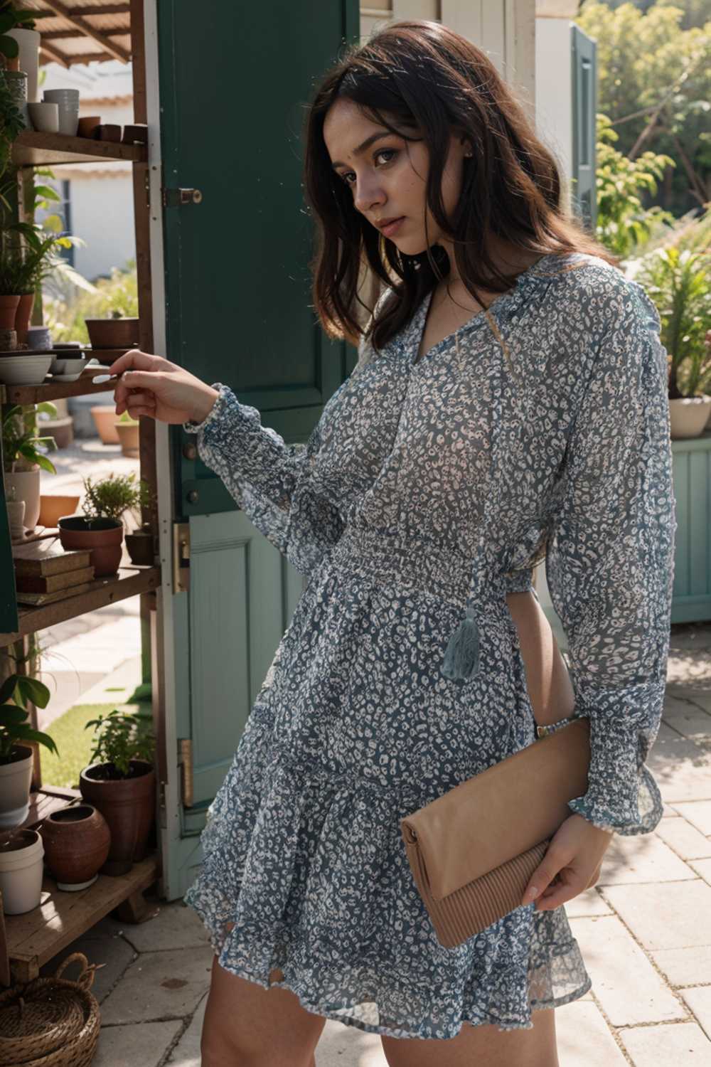 loose leopard print v neck dress drop shoulder a line closed cape paneled 116490