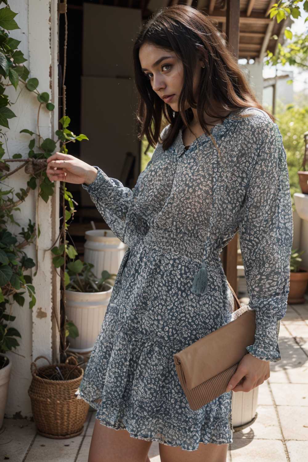 loose leopard print v neck dress drop shoulder a line closed cape paneled 116488