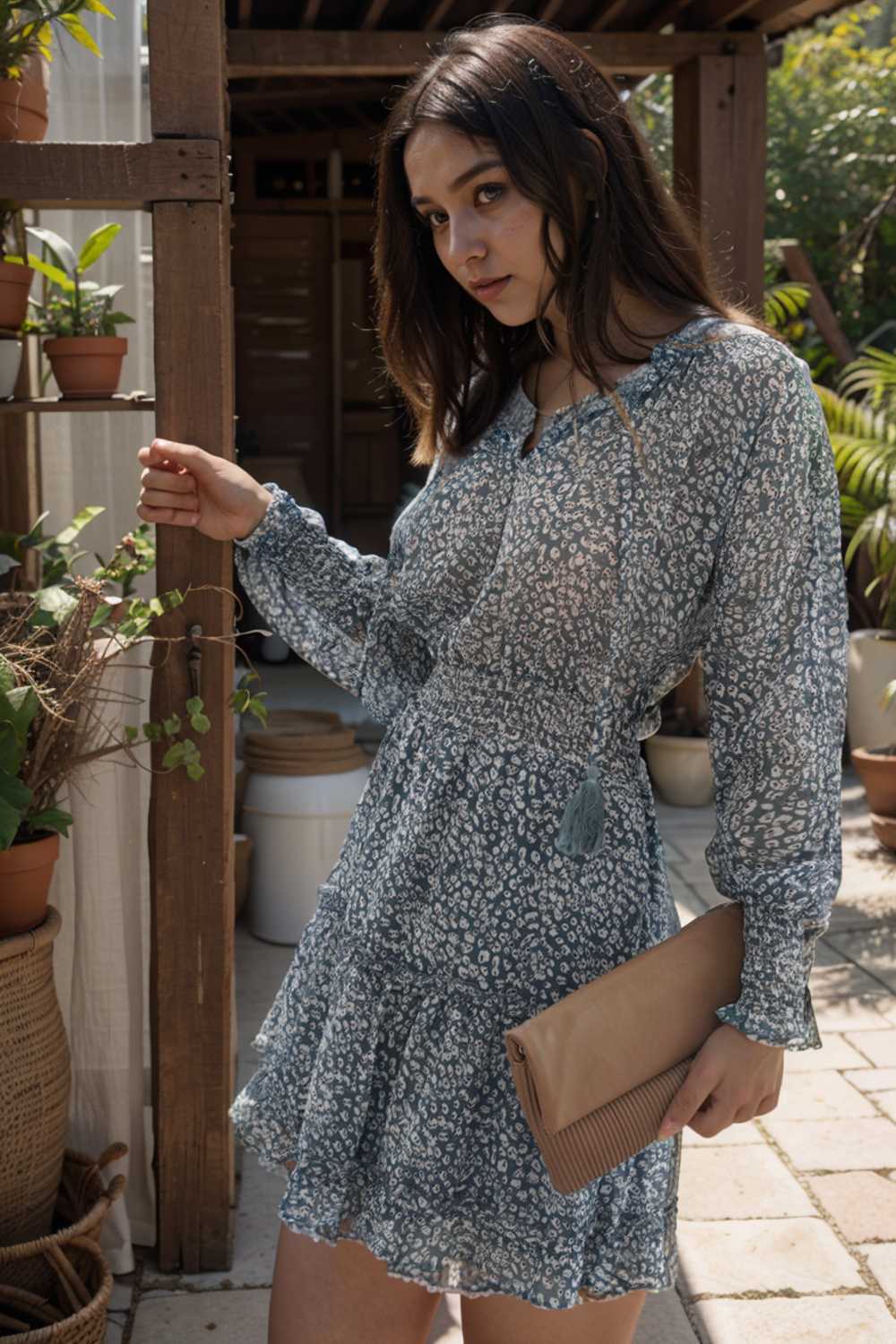loose leopard print v neck dress drop shoulder a line closed cape paneled 130265