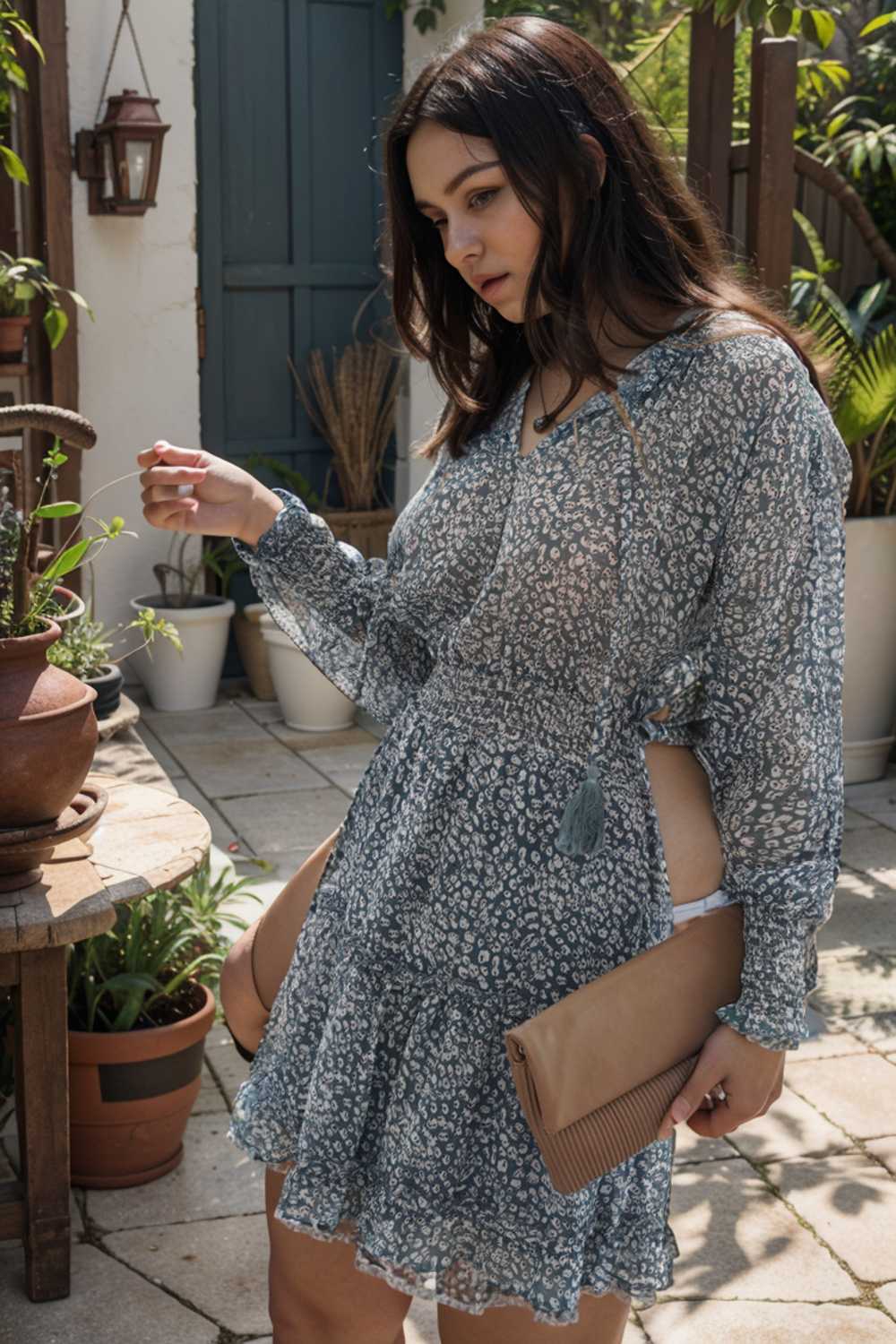 loose leopard print v neck dress drop shoulder a line closed cape paneled 125664