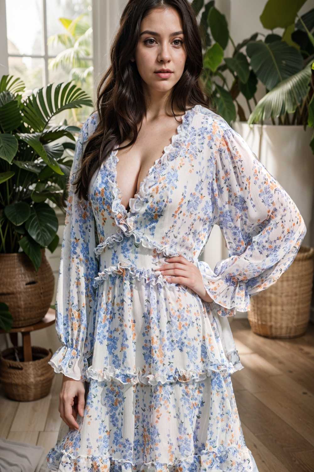 loose leopard print v neck dress drop shoulder a line closed cape paneled 130253
