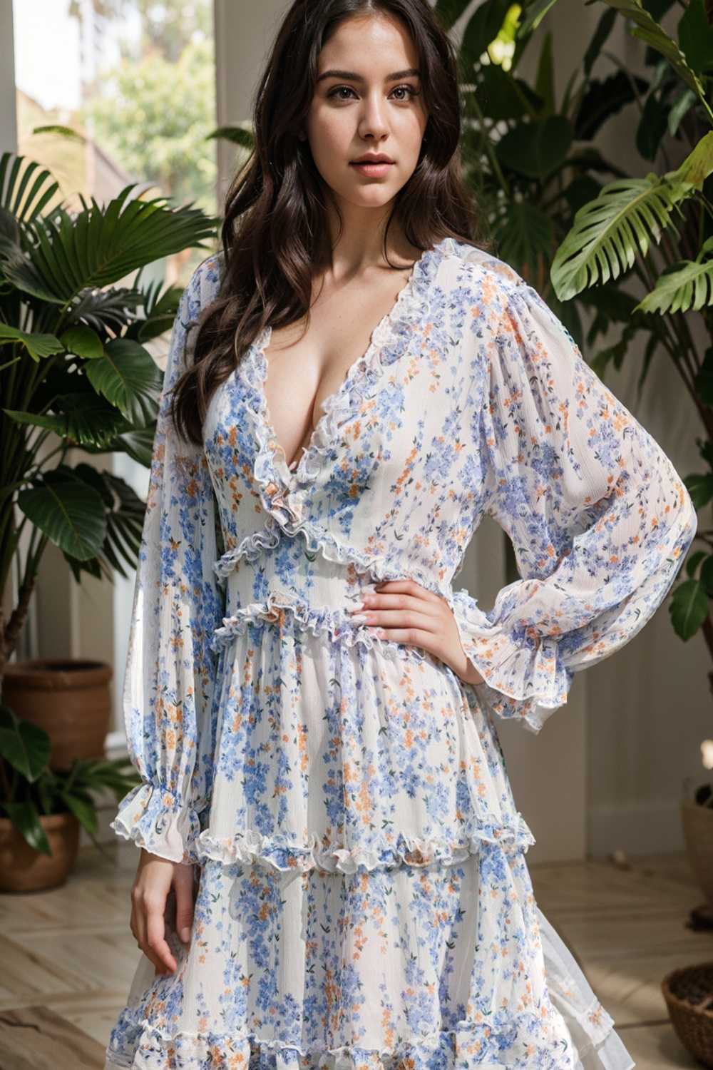 loose leopard print v neck dress drop shoulder a line closed cape paneled 125633