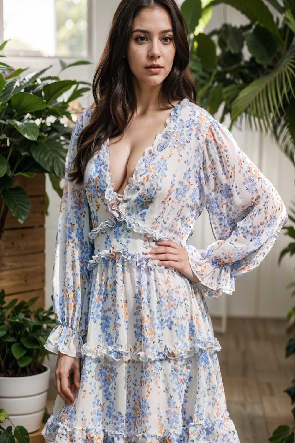 loose leopard print v neck dress drop shoulder a line closed cape paneled 118663