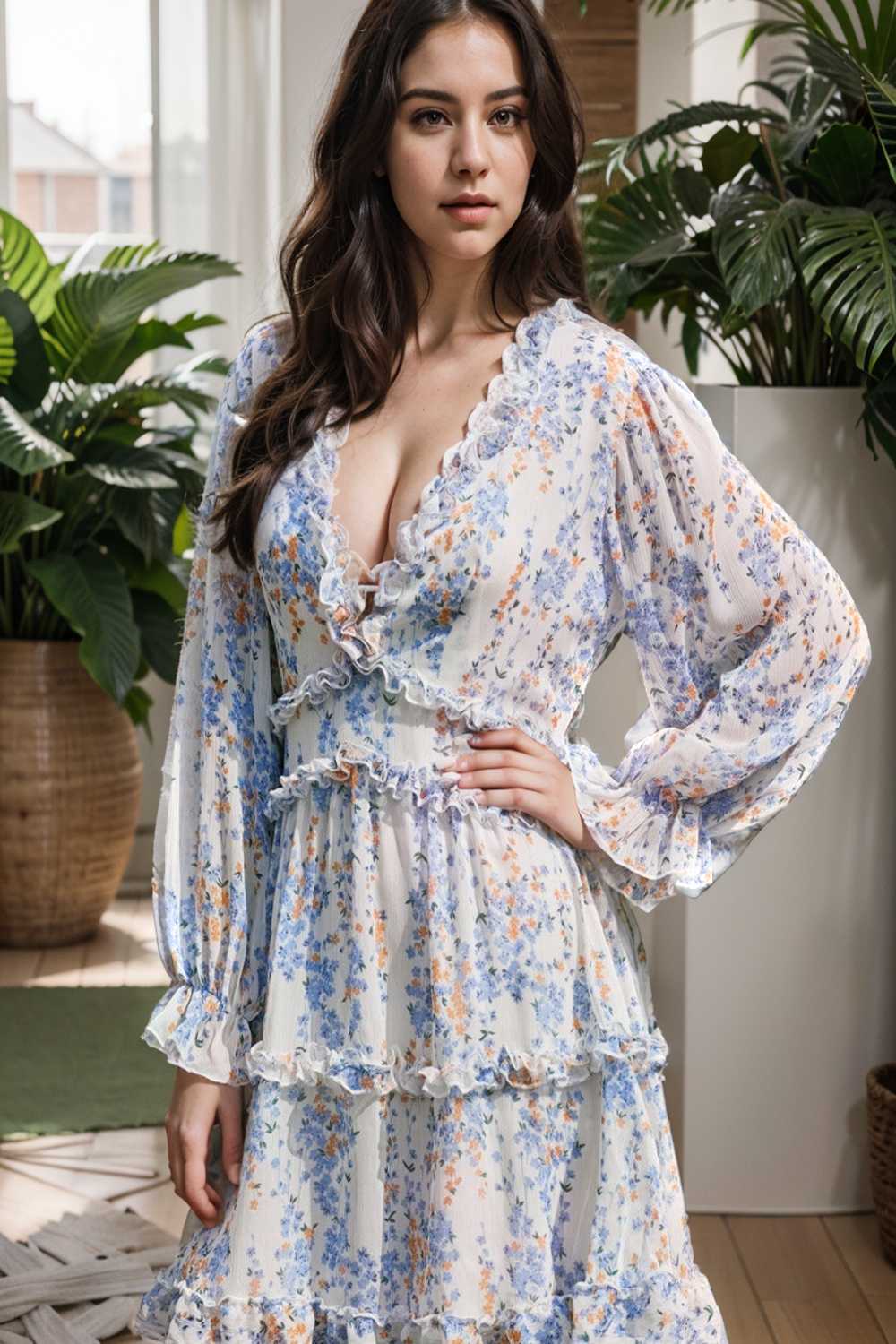 loose leopard print v neck dress drop shoulder a line closed cape paneled 144285