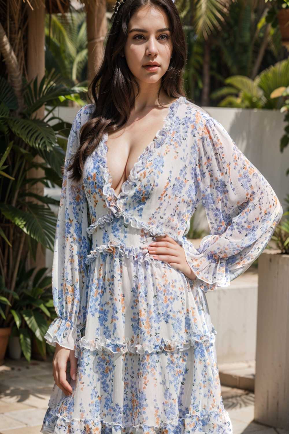 loose leopard print v neck dress drop shoulder a line closed cape paneled 125629