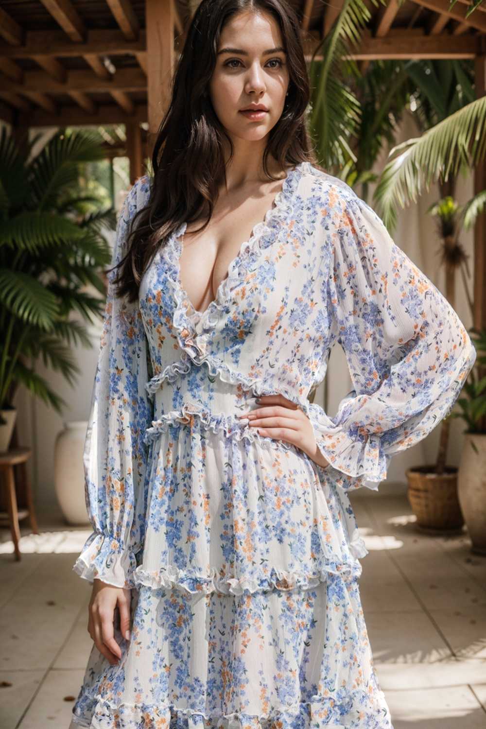 loose leopard print v neck dress drop shoulder a line closed cape paneled 144279