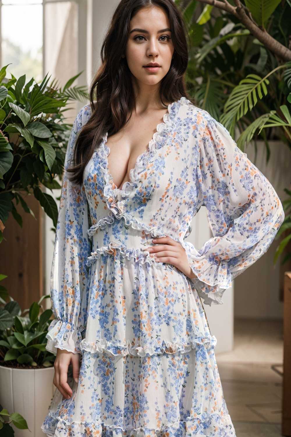 loose leopard print v neck dress drop shoulder a line closed cape paneled 144276