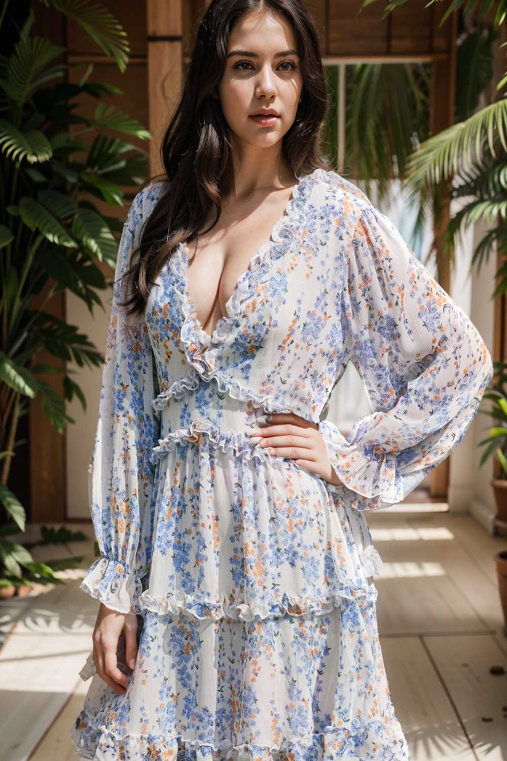 loose leopard print v neck dress drop shoulder a line closed cape paneled 126160