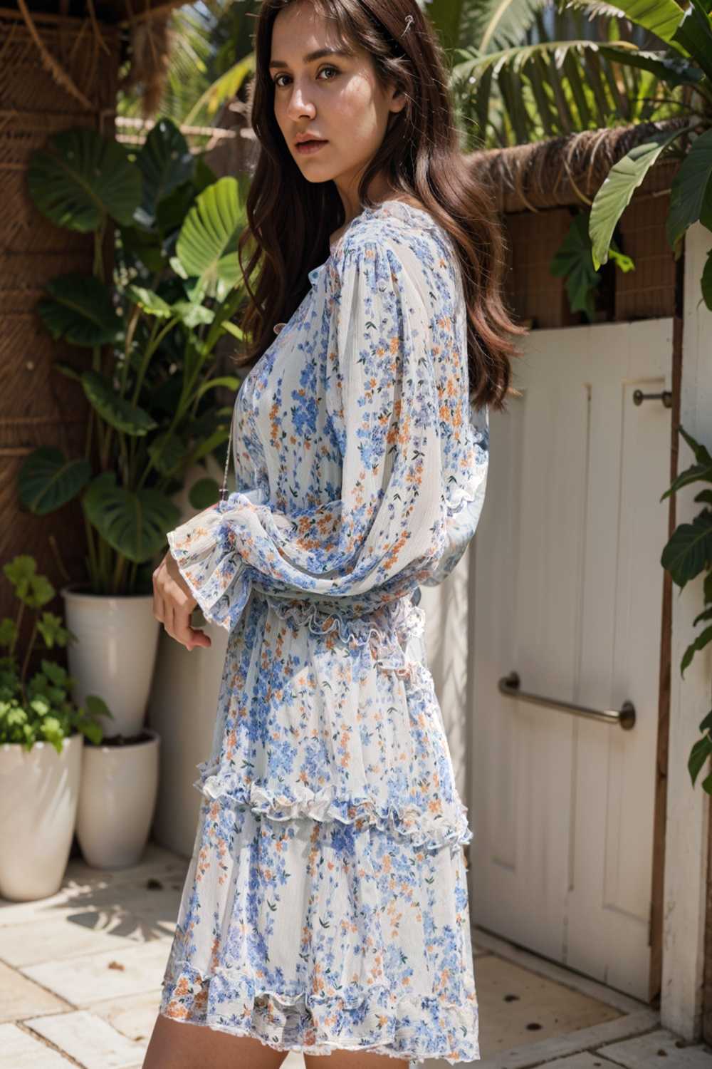 loose leopard print v neck dress drop shoulder a line closed cape paneled 126156