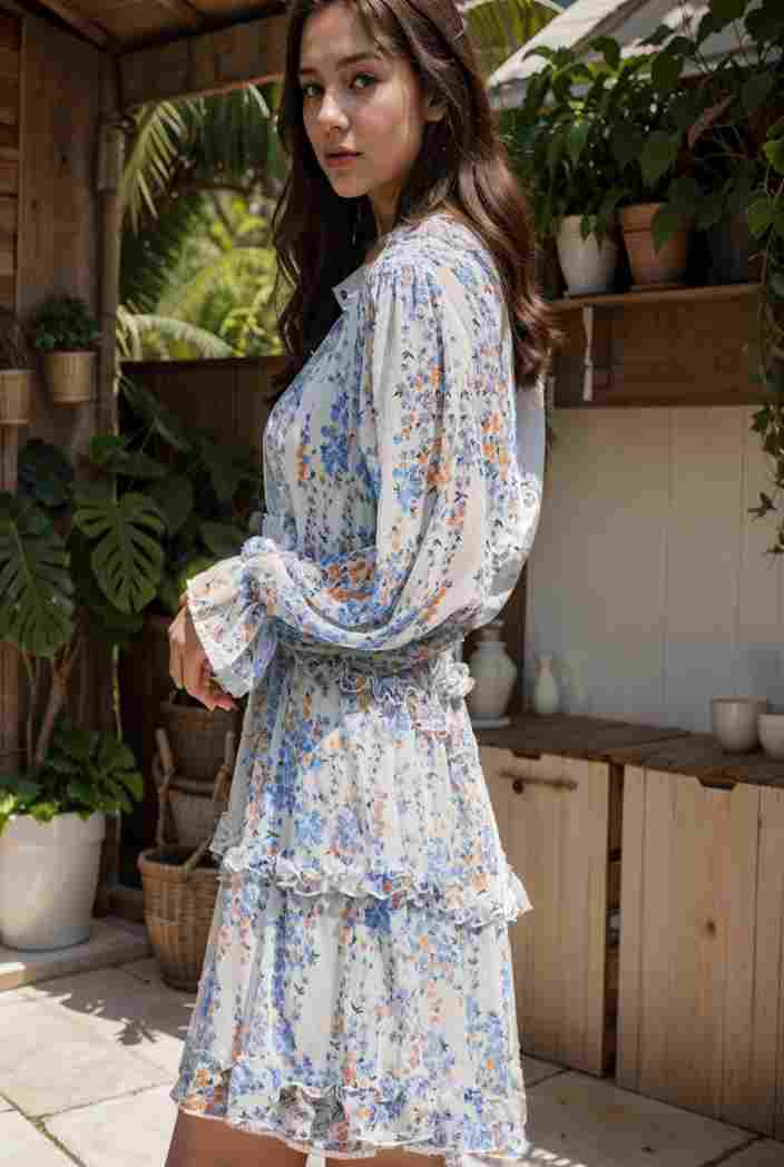 loose leopard print v neck dress drop shoulder a line closed cape paneled 132434